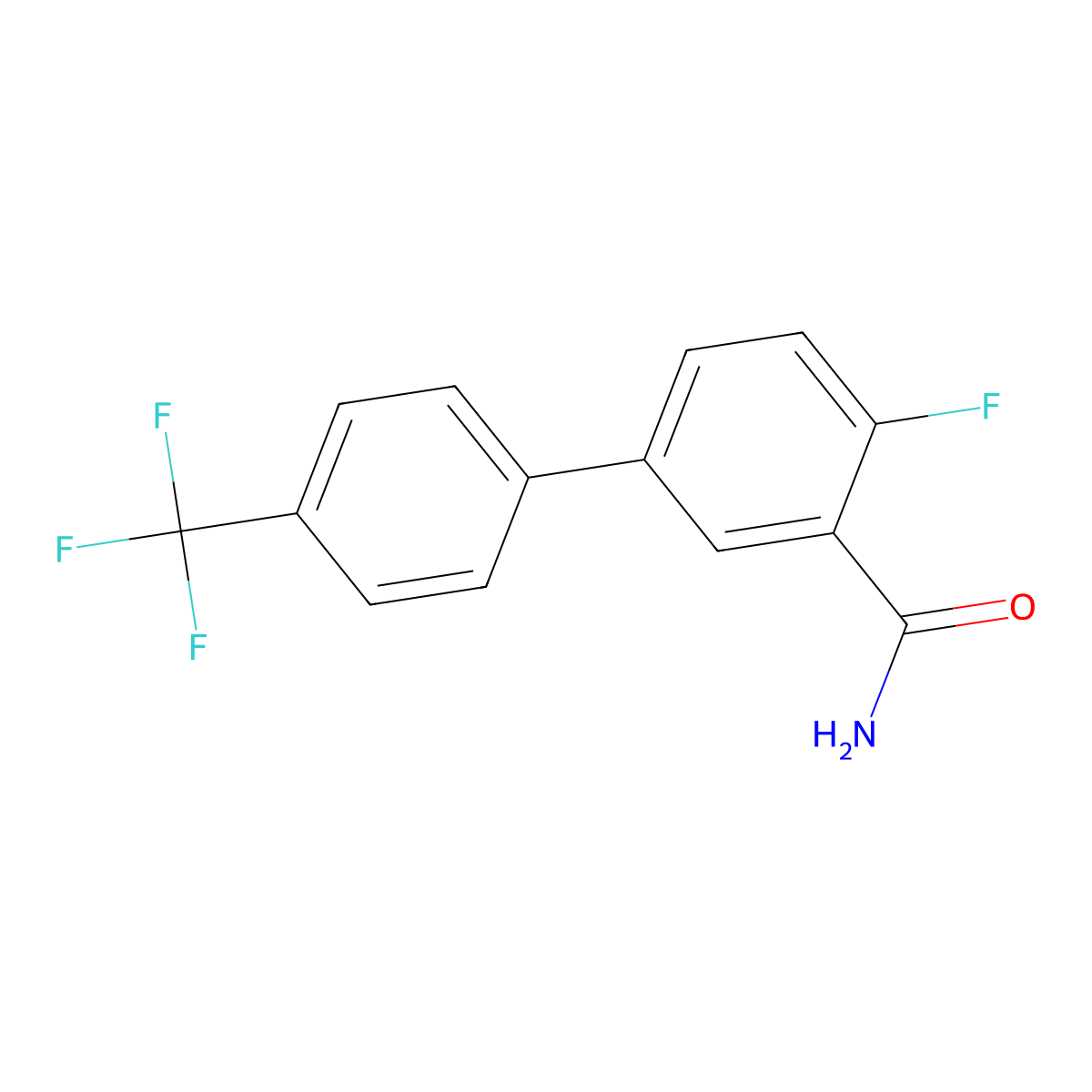 4-Fluoro-4'-(trifluoromethyl)biphenyl-3-carboxylic acid amide molecular structure, CAS 848302-87-4