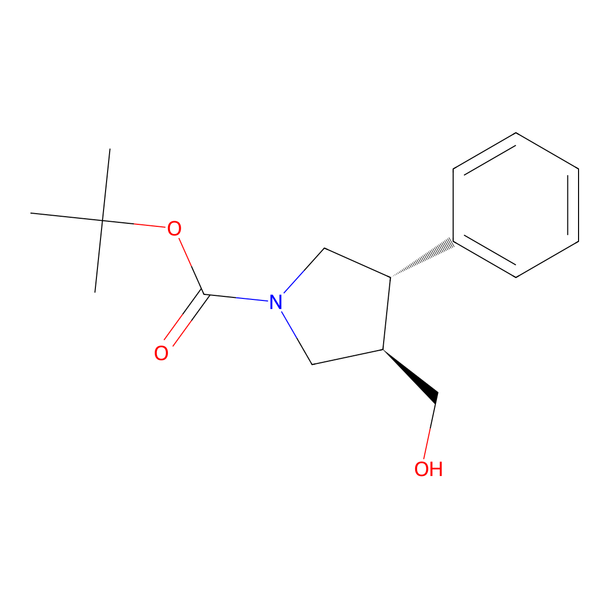 trans-Tert-butyl 3-(hydroxymethyl)-4-phenylpyrrolidine-1-carboxylate molecular structure, CAS 848307-25-5