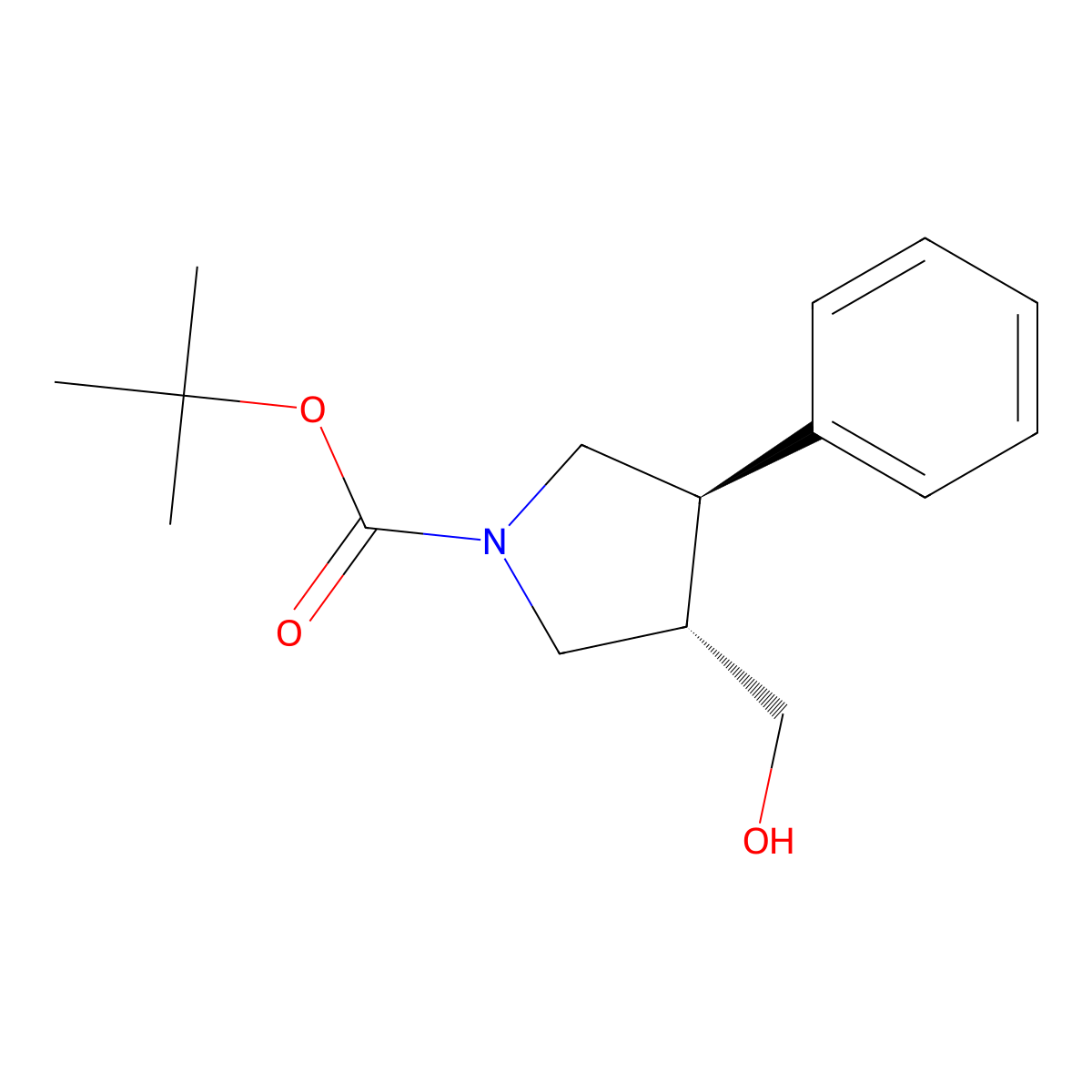 Tert-butyl (3S,4R)-3-(hydroxymethyl)-4-phenylpyrrolidine-1-carboxylate molecular structure, CAS 848308-22-5