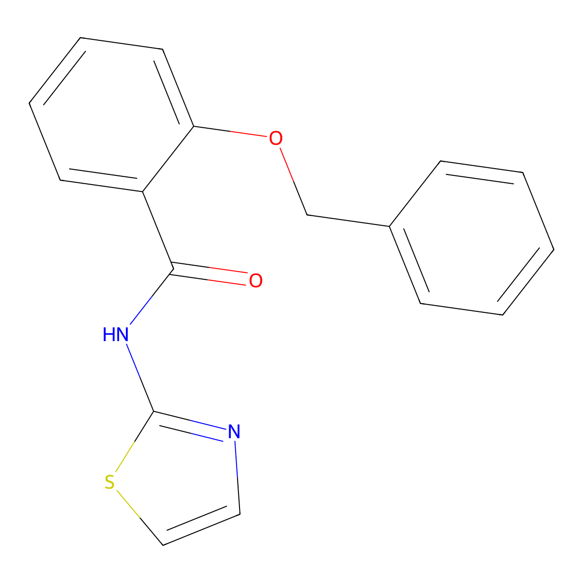 2-(benzyloxy)-N-(1,3-thiazol-2-yl)benzamide molecular structure, CAS 848308-32-7
