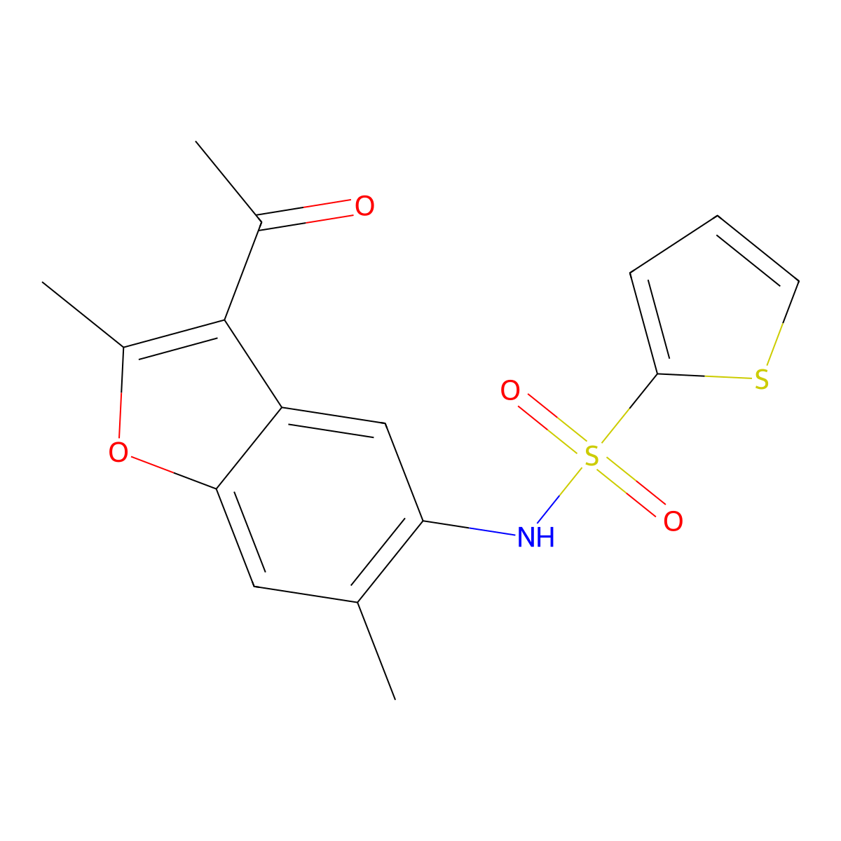 N-(3-acetyl-2,6-dimethyl-1-benzofuran-5-yl)thiophene-2-sulfonamide molecular structure, CAS 848315-99-1