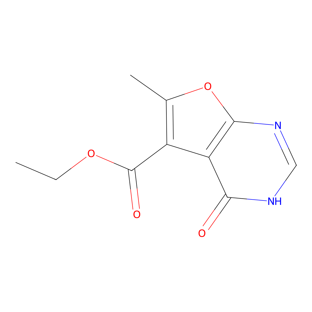ethyl 6-methyl-4-oxo-1H,4H-furo[2,3-d]pyrimidine-5-carboxylate molecular structure, CAS 848316-19-8