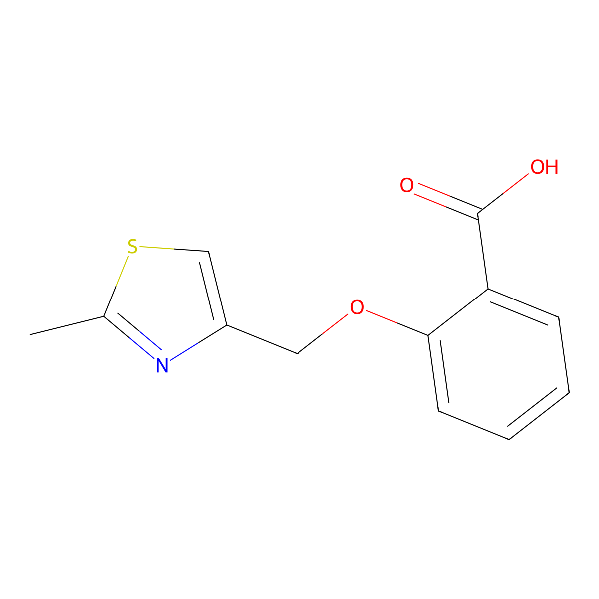 2-[(2-Methyl-1,3-thiazol-4-yl)methoxy]benzoic acid molecular structure, CAS 848316-22-3