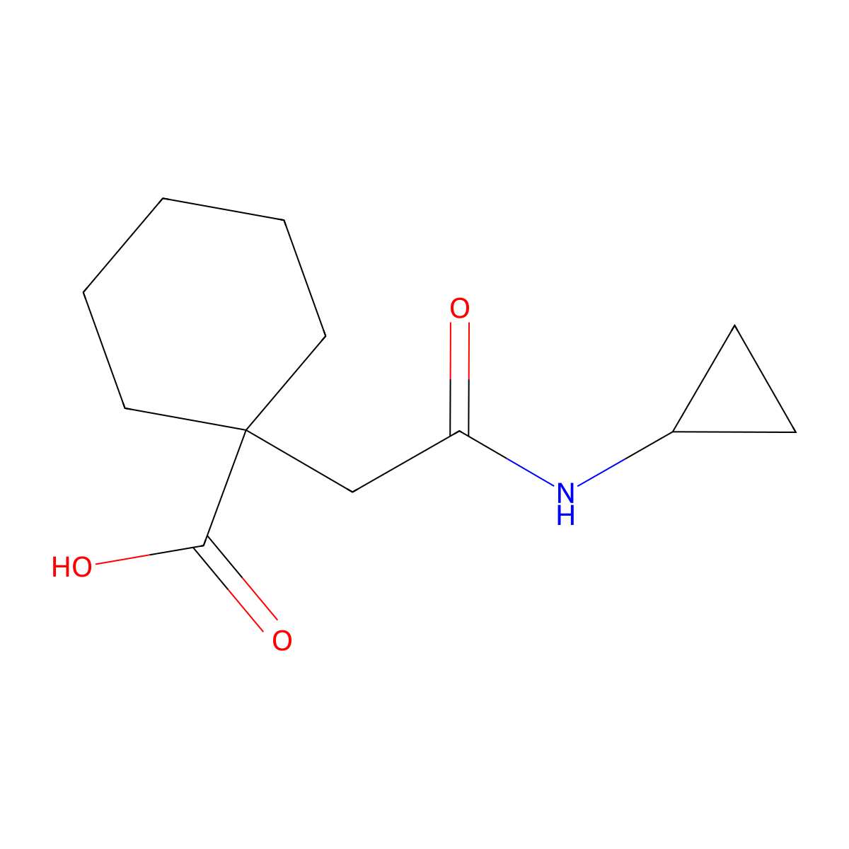 1-[(Cyclopropylcarbamoyl)methyl]cyclohexane-1-carboxylic acid molecular structure, CAS 848316-26-7