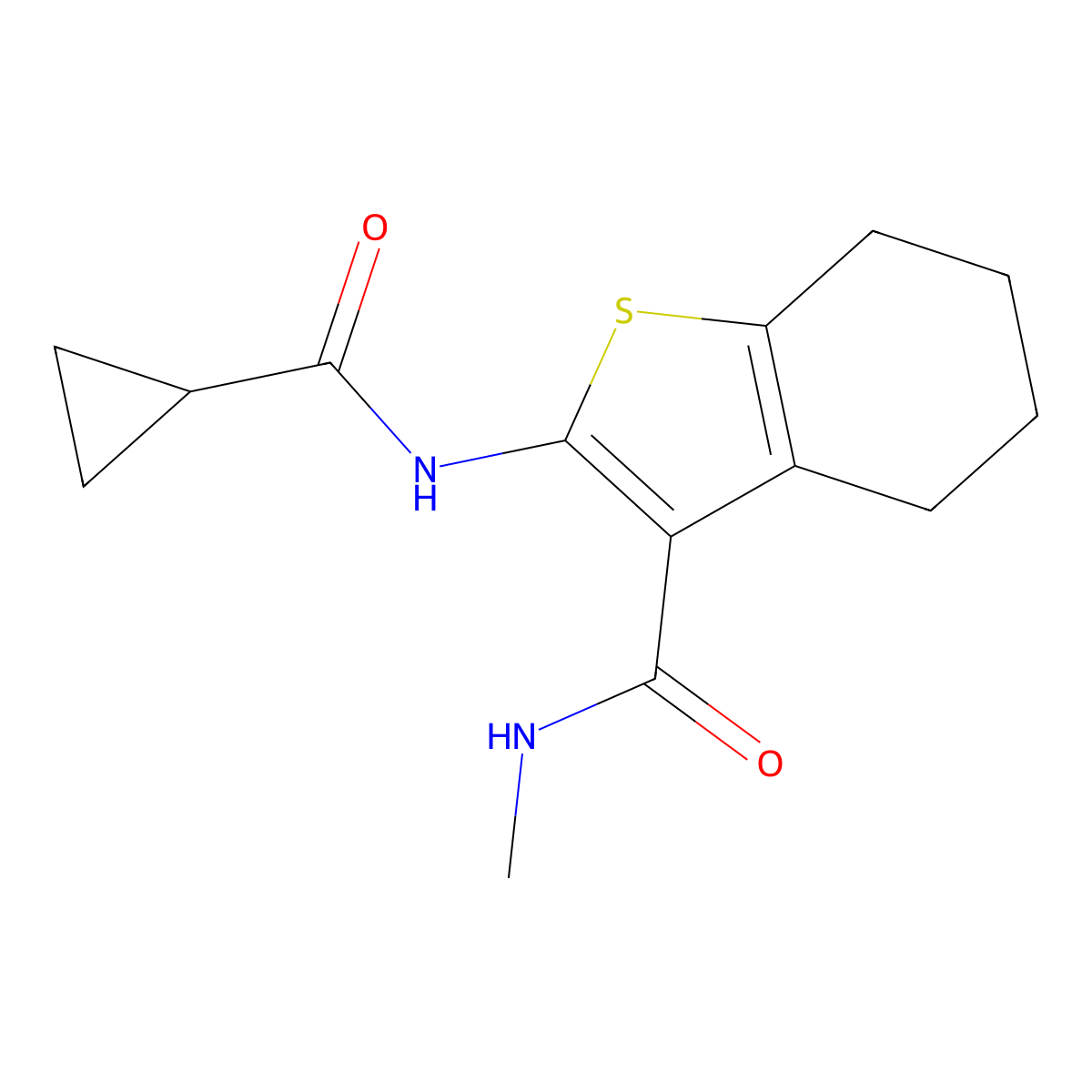 2-(cyclopropanecarboxamido)-N-methyl-4,5,6,7-tetrahydrobenzo[b]thiophene-3-carboxamide molecular structure, CAS 848330-89-2