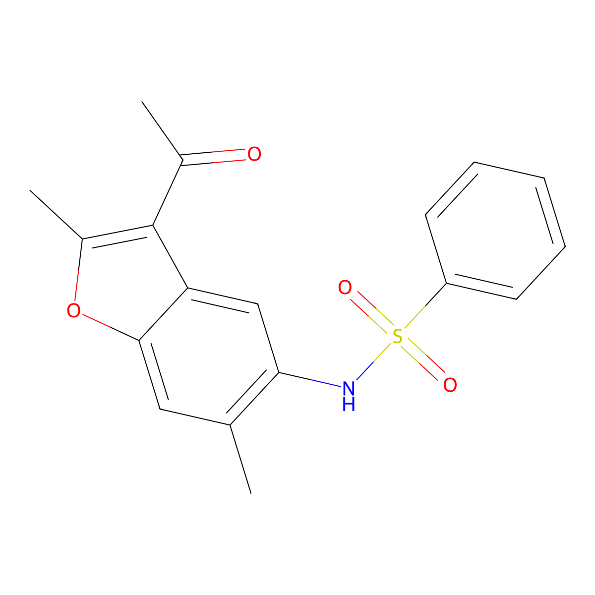 N-(3-acetyl-2,6-dimethyl-1-benzofuran-5-yl)benzenesulfonamide molecular structure, CAS 848334-69-0