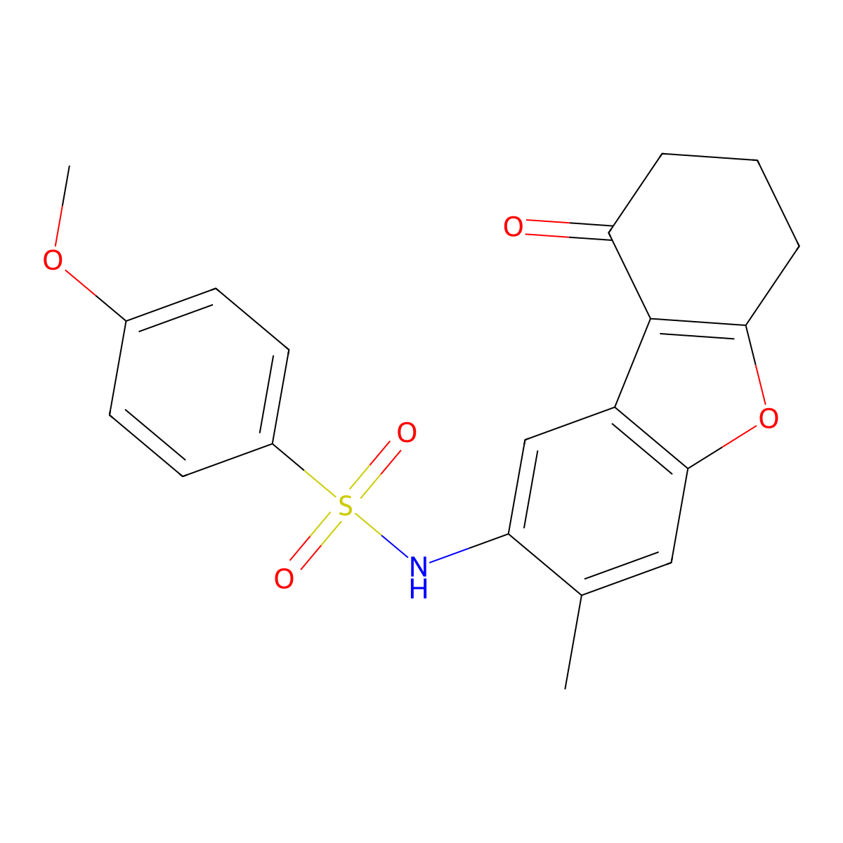 4-methoxy-N-(3-methyl-9-oxo-7,8-dihydro-6H-dibenzofuran-2-yl)benzenesulfonamide molecular structure, CAS 848334-92-9