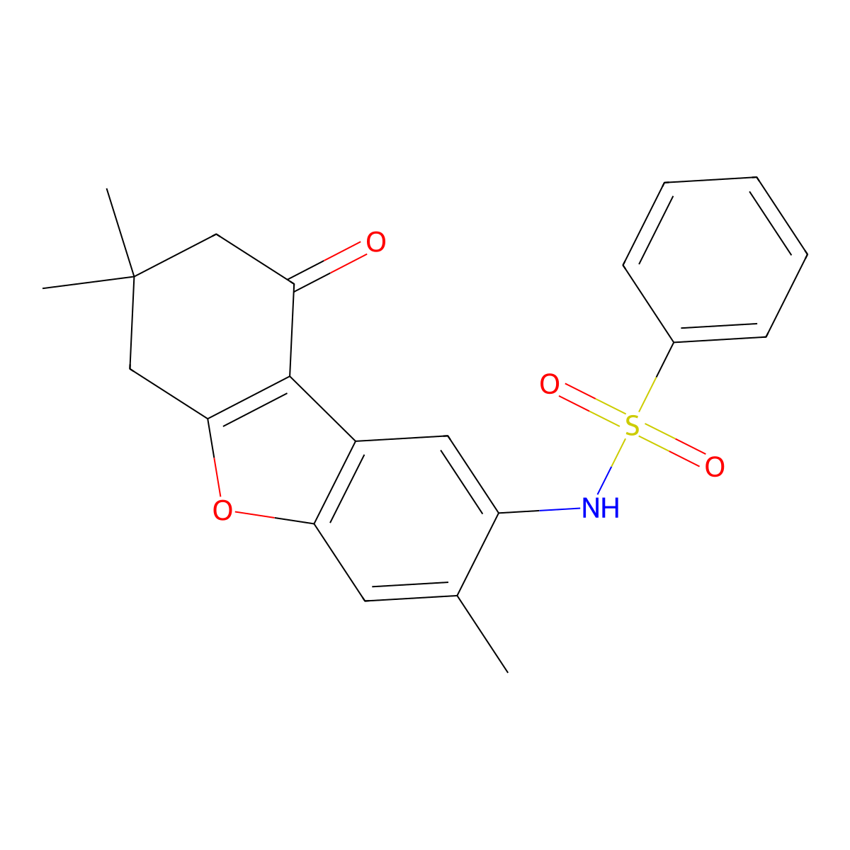 N-(3,7,7-trimethyl-9-oxo-6,8-dihydrodibenzofuran-2-yl)benzenesulfonamide molecular structure, CAS 848335-50-2