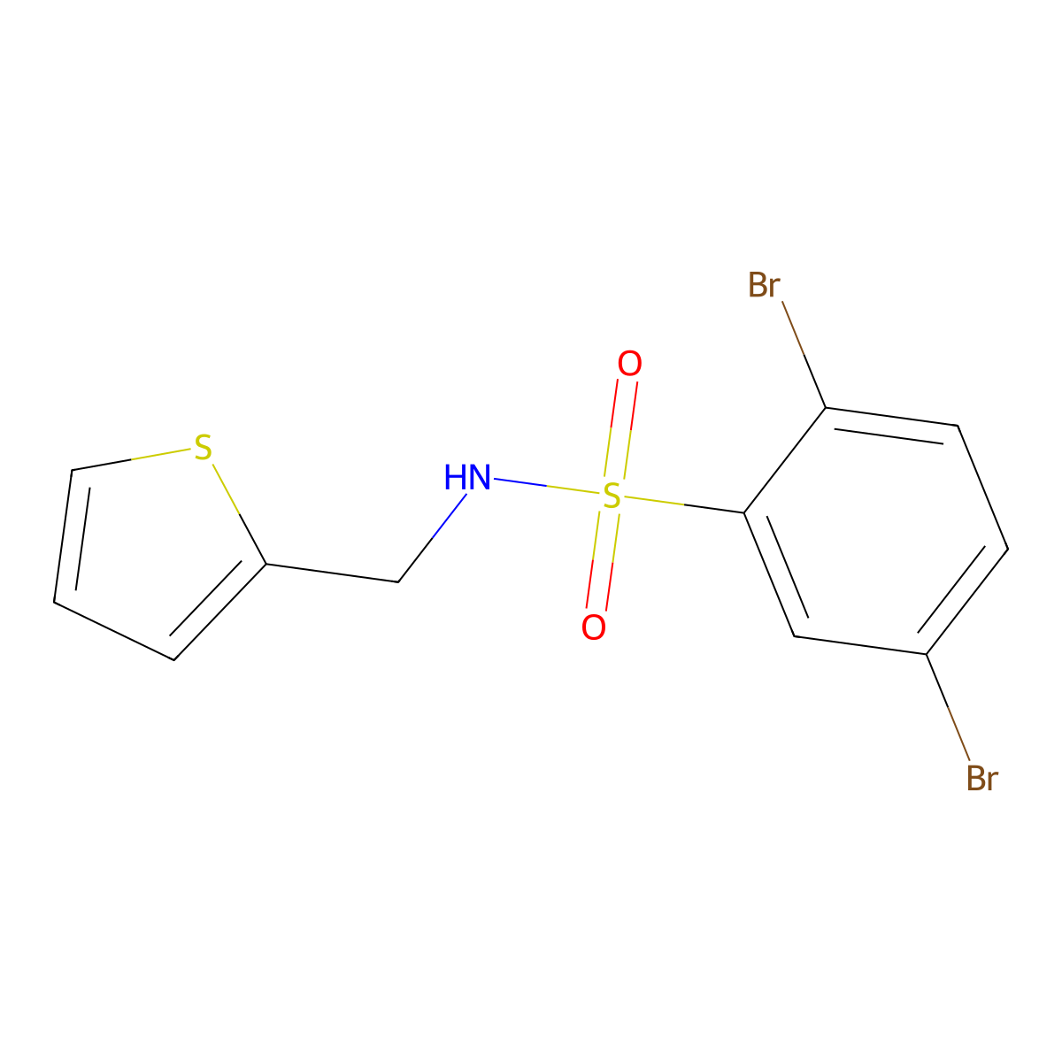 2,5-dibromo-N-(thiophen-2-ylmethyl)benzenesulfonamide molecular structure, CAS 848336-24-3