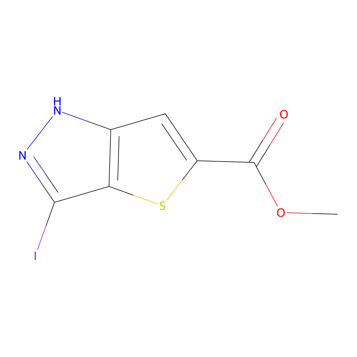 Methyl 3-iodo-1H-thieno[3,2-c]pyrazole-5-carboxylate molecular structure, CAS 848357-32-4