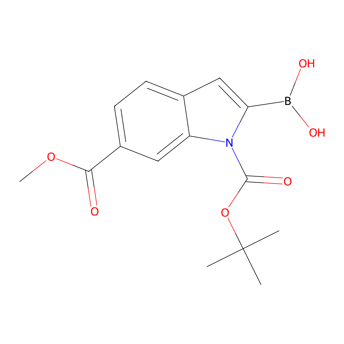 (1-(tert-Butoxycarbonyl)-6-(methoxycarbonyl)-1H-indol-2-yl)boronic acid molecular structure, CAS 848357-46-0