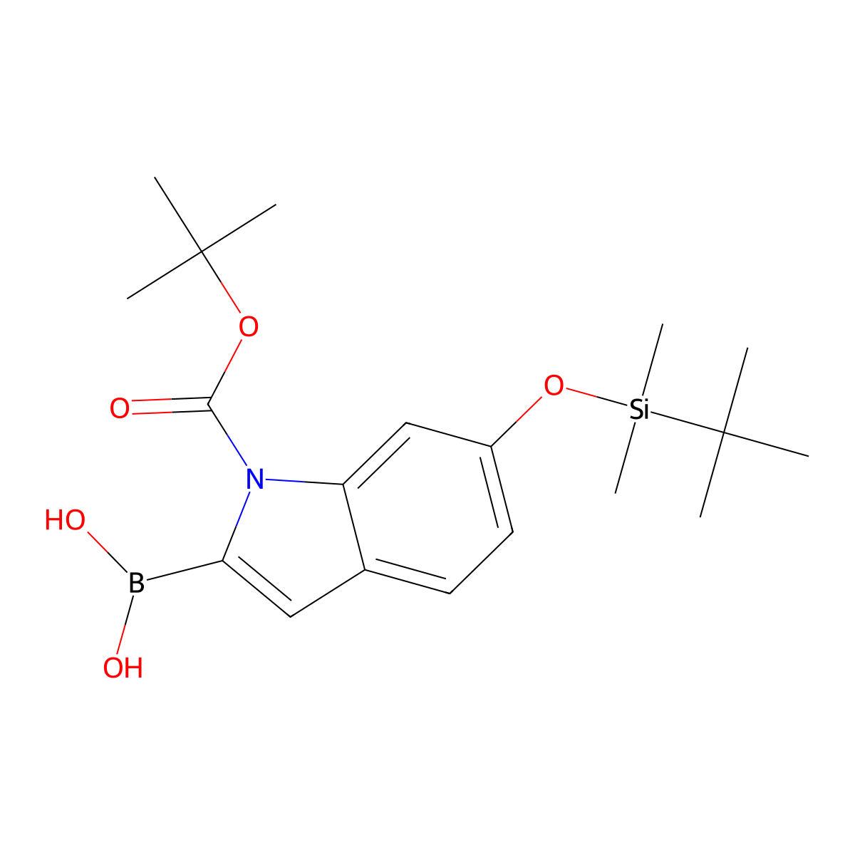 (1-(tert-Butoxycarbonyl)-6-((tert-butyldimethylsilyl)oxy)-1H-indol-2-yl)boronic acid molecular structure, CAS 848357-99-3