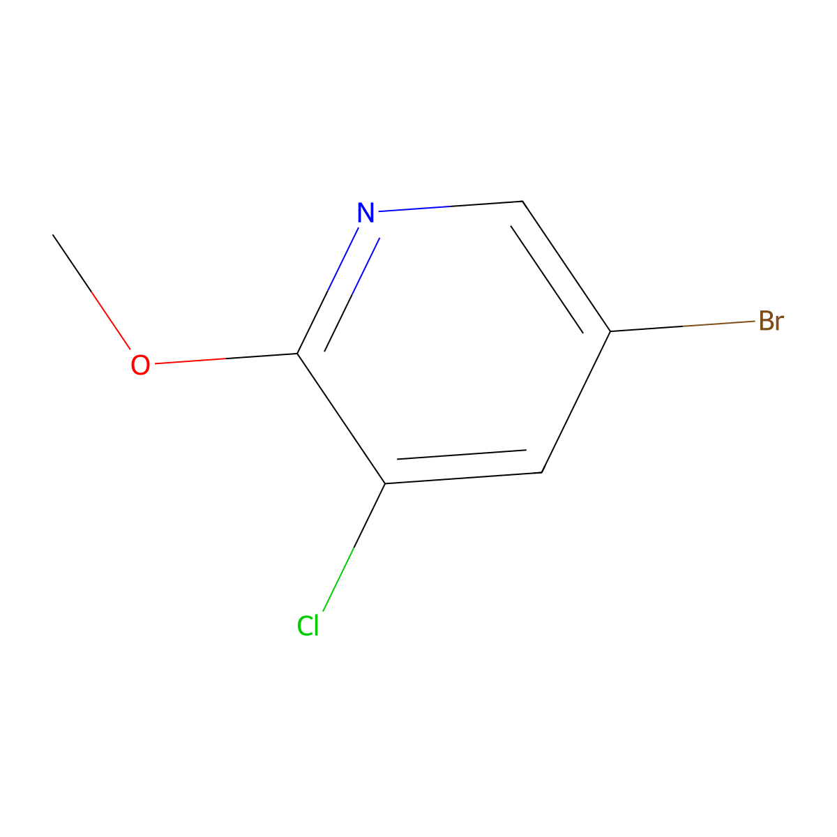 5-Bromo-3-chloro-2-methoxypyridine molecular structure, CAS 848366-28-9