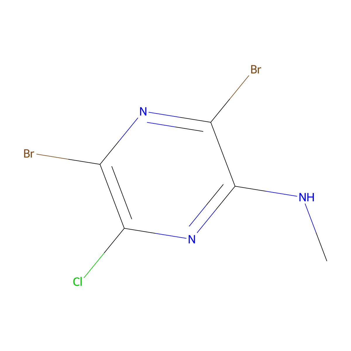 3,5-Dibromo-6-chloro-N-methylpyrazin-2-amine molecular structure, CAS 848366-44-9