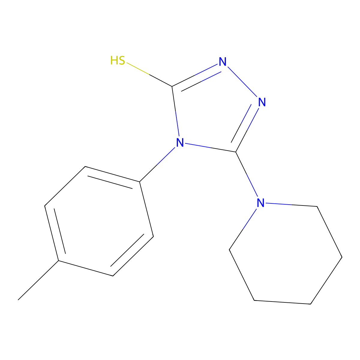 4-(4-methylphenyl)-5-(piperidin-1-yl)-4H-1,2,4-triazole-3-thiol molecular structure, CAS 848369-54-0
