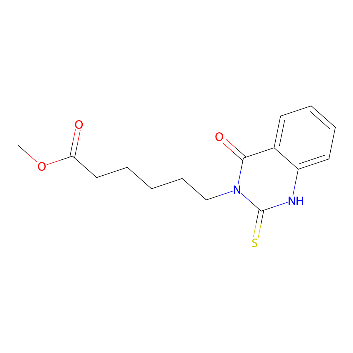 methyl 6-(2-mercapto-4-oxoquinazolin-3(4H)-yl)hexanoate molecular structure, CAS 848369-55-1