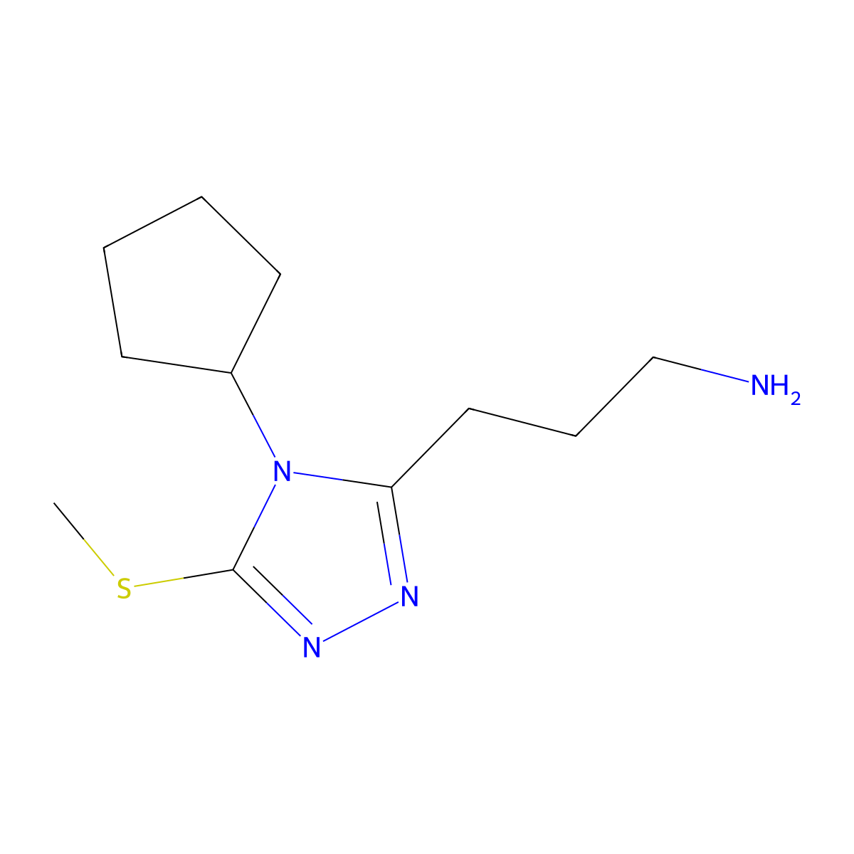 3-[4-cyclopentyl-5-(methylthio)-4H-1,2,4-triazol-3-yl]propan-1-amine molecular structure, CAS 848369-56-2