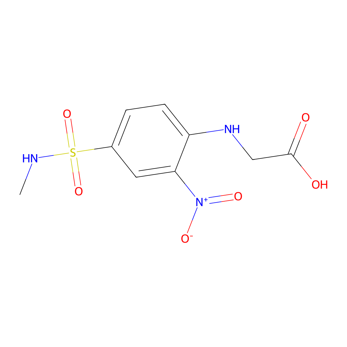 2-{[4-(Methylsulfamoyl)-2-nitrophenyl]amino}acetic acid molecular structure, CAS 848369-59-5