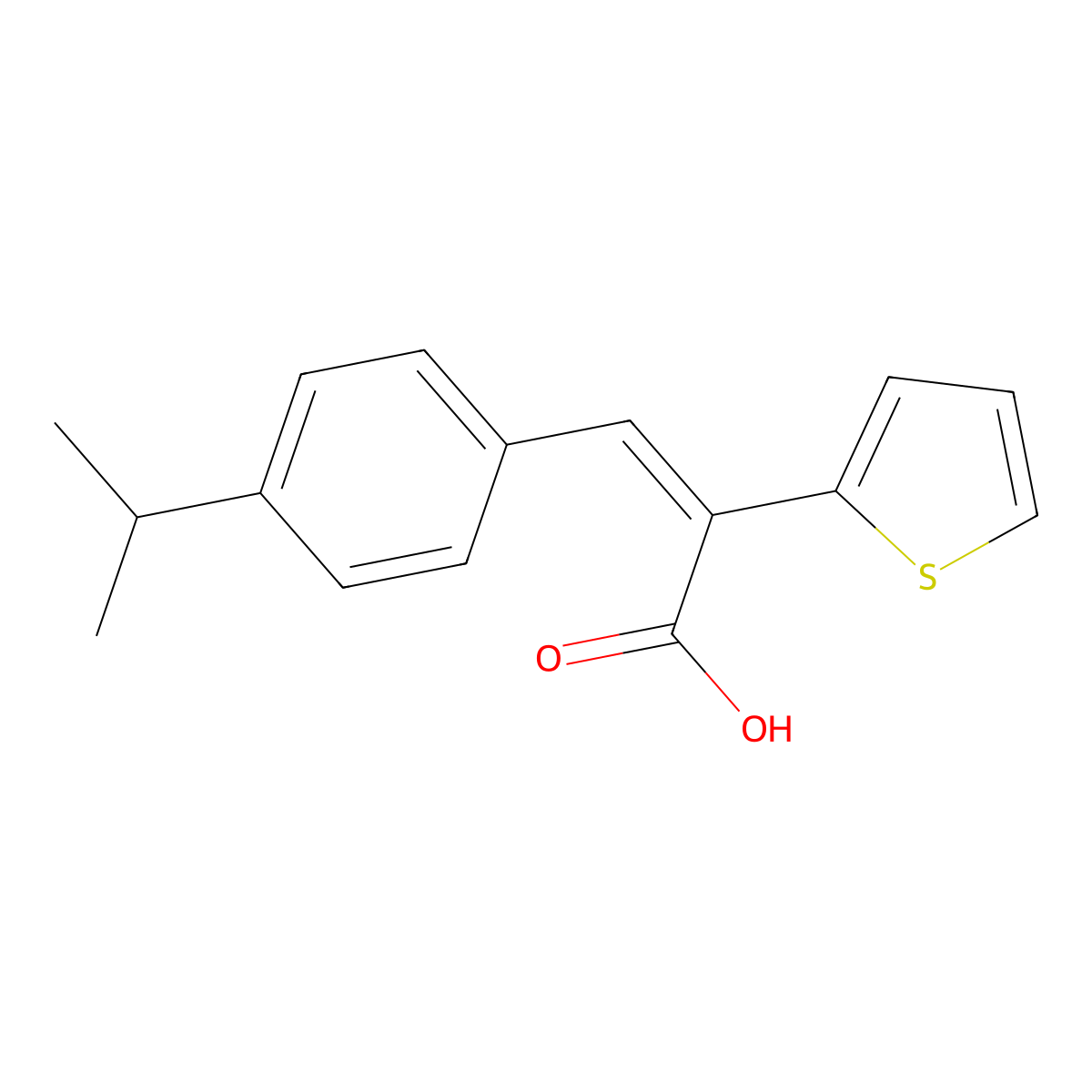 3-[4-(Propan-2-yl)phenyl]-2-(thiophen-2-yl)prop-2-enoic acid molecular structure, CAS 848369-60-8