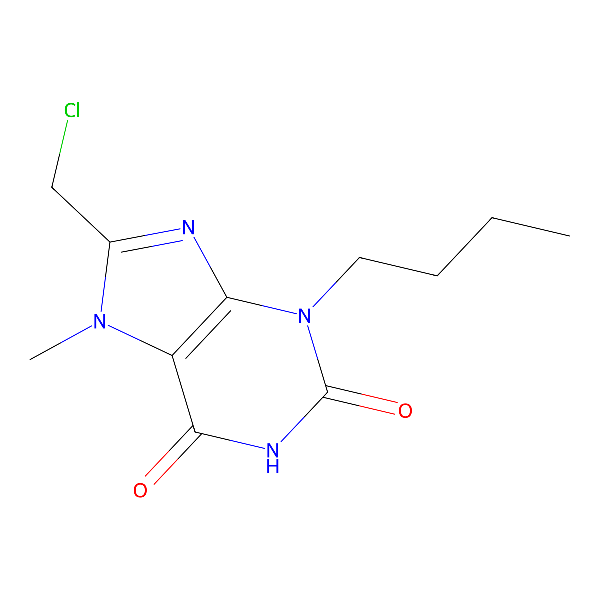 3-butyl-8-(chloromethyl)-7-methyl-2,3,6,7-tetrahydro-1H-purine-2,6-dione molecular structure, CAS 848369-62-0