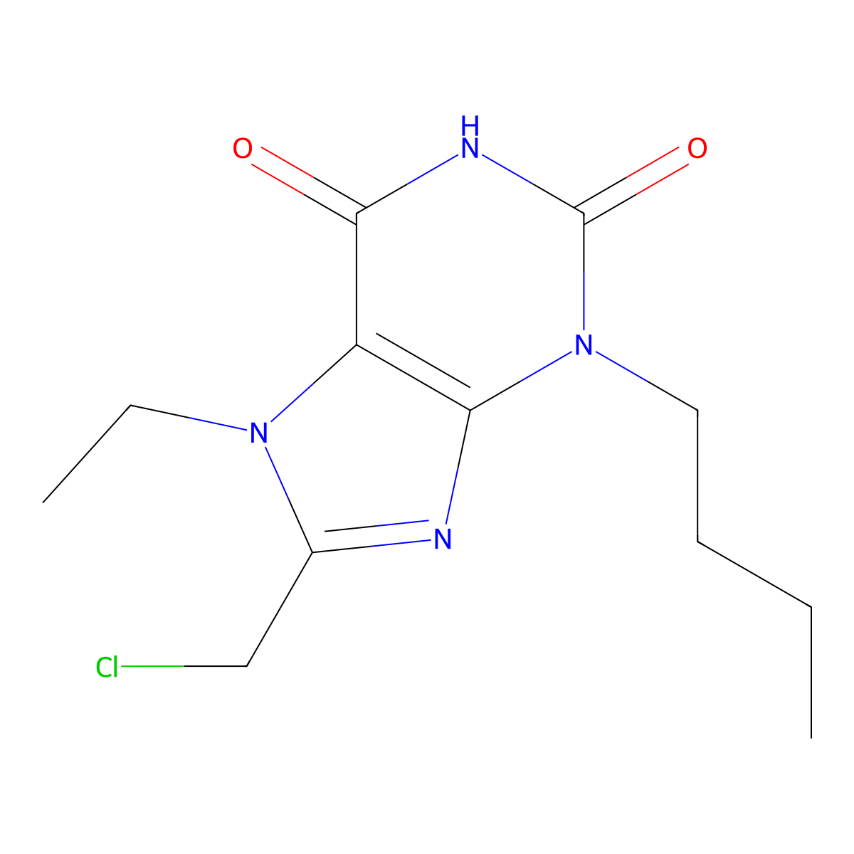 3-butyl-8-(chloromethyl)-7-ethyl-2,3,6,7-tetrahydro-1H-purine-2,6-dione molecular structure, CAS 848369-63-1