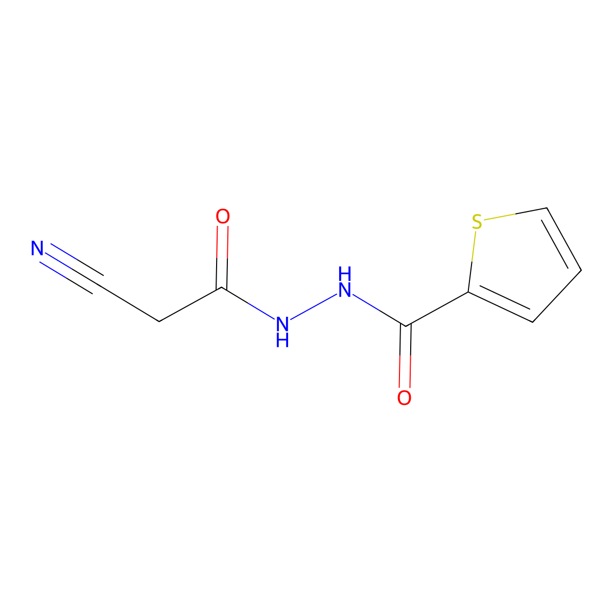 N'-(2-cyanoacetyl)thiophene-2-carbohydrazide molecular structure, CAS 848369-73-3