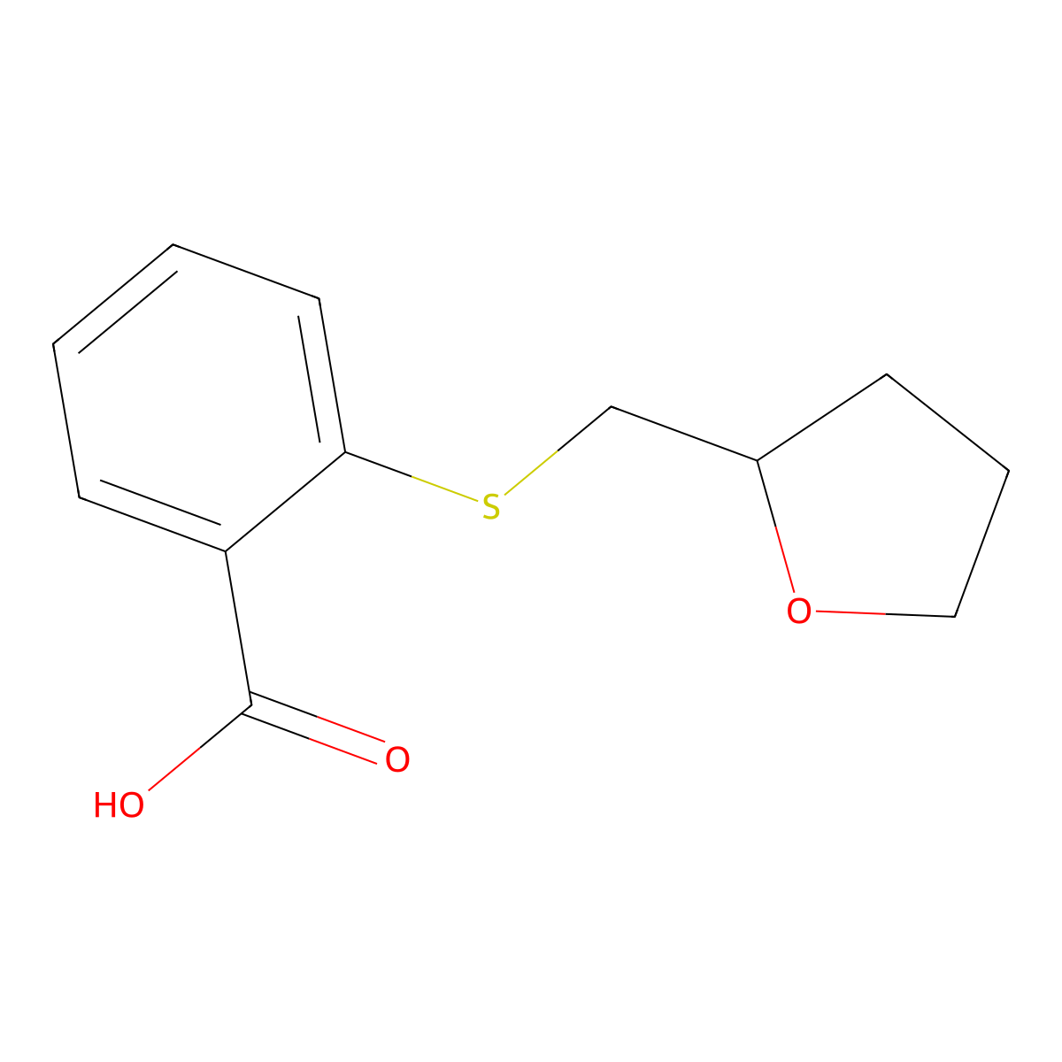2-[(Oxolan-2-ylmethyl)sulfanyl]benzoic acid molecular structure, CAS 848369-75-5