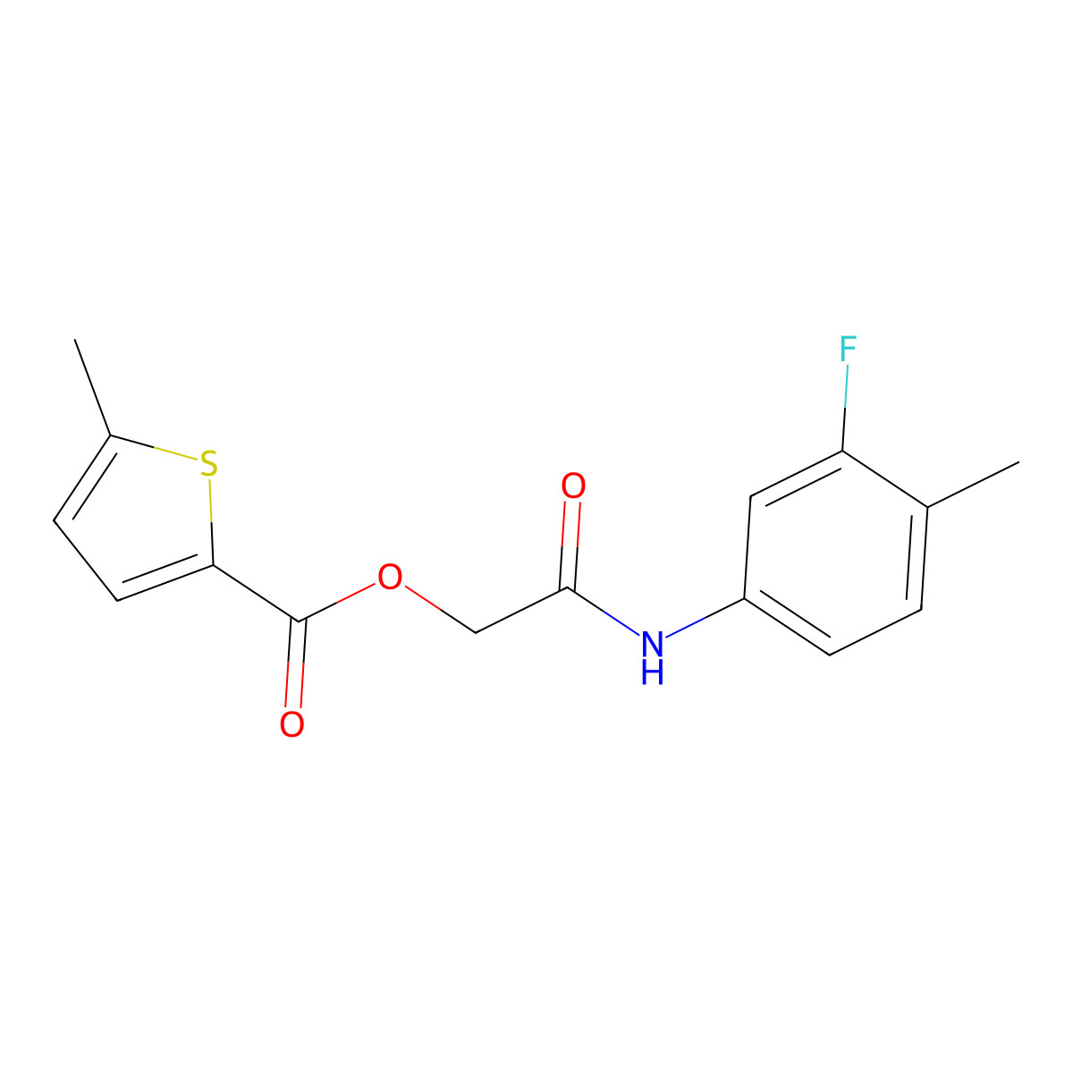 [(3-Fluoro-4-methylphenyl)carbamoyl]methyl 5-methylthiophene-2-carboxylate molecular structure, CAS 848372-89-4