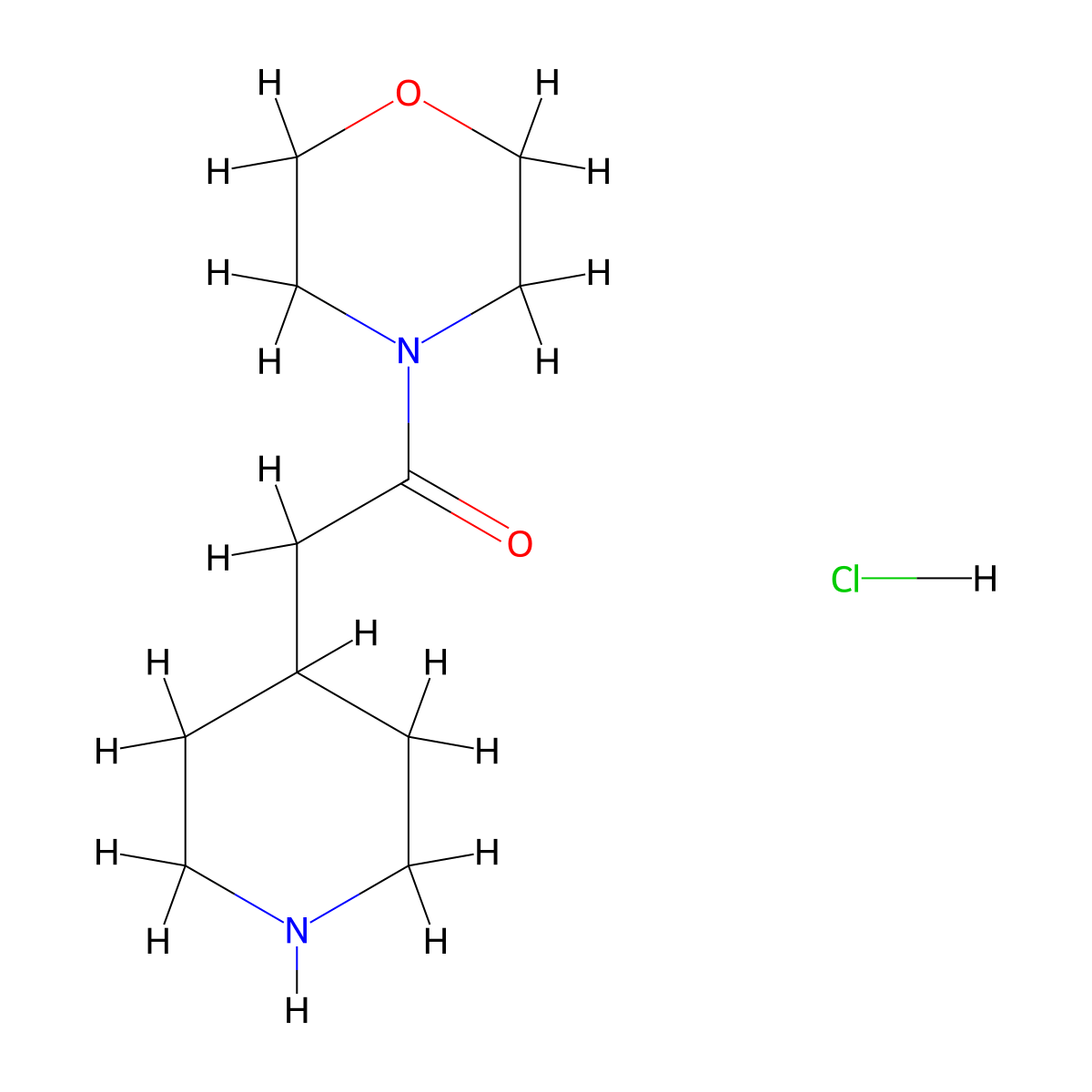 1-(Morpholin-4-yl)-2-(piperidin-4-yl)ethan-1-one hydrochloride molecular structure, CAS 84839-50-9