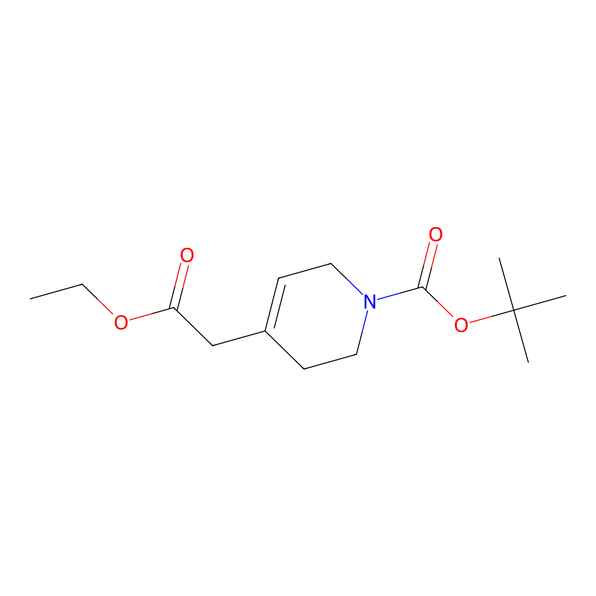 Ethyl 1-((1,1-dimethylethoxy)carbonyl)-3,6-dihydro-4(2H)-pyridineacetate molecular structure, CAS 84839-56-5