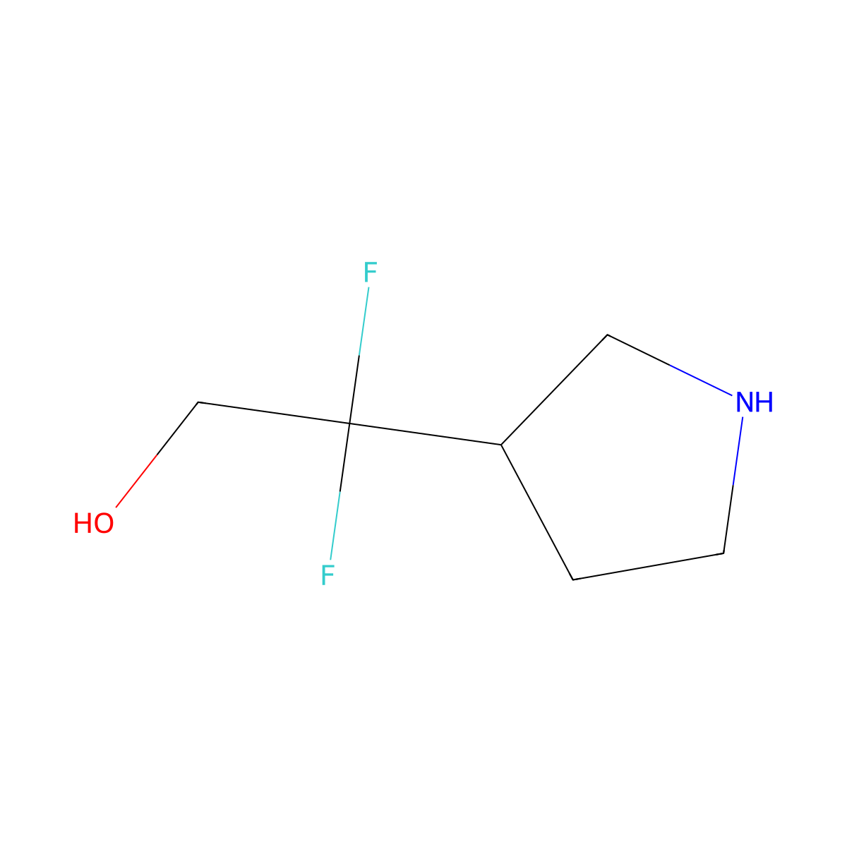 2,2-Difluoro-2-(pyrrolidin-3-yl)ethan-1-ol molecular structure, CAS 848414-03-9