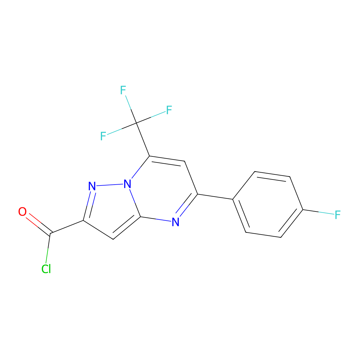 5-(4-Fluorophenyl)-7-(trifluoromethyl)pyrazolo[1,5-a]pyrimidine-2-carbonyl chloride molecular structure, CAS 848422-44-6