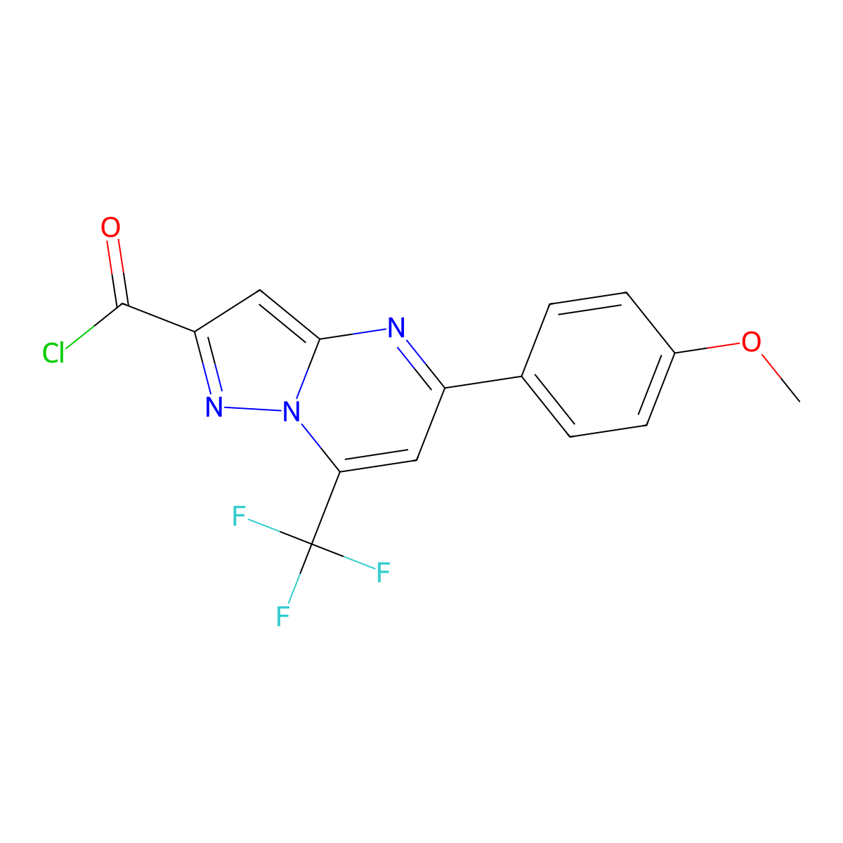 5-(4-Methoxyphenyl)-7-(trifluoromethyl)pyrazolo[1,5-a]pyrimidine-2-carbonyl chloride molecular structure, CAS 848422-46-8