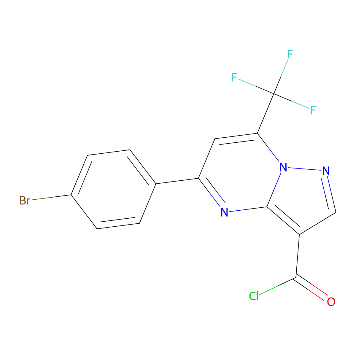 5-(4-Bromophenyl)-7-(trifluoromethyl)pyrazolo[1,5-a]pyrimidine-3-carbonyl chloride molecular structure, CAS 848422-74-2