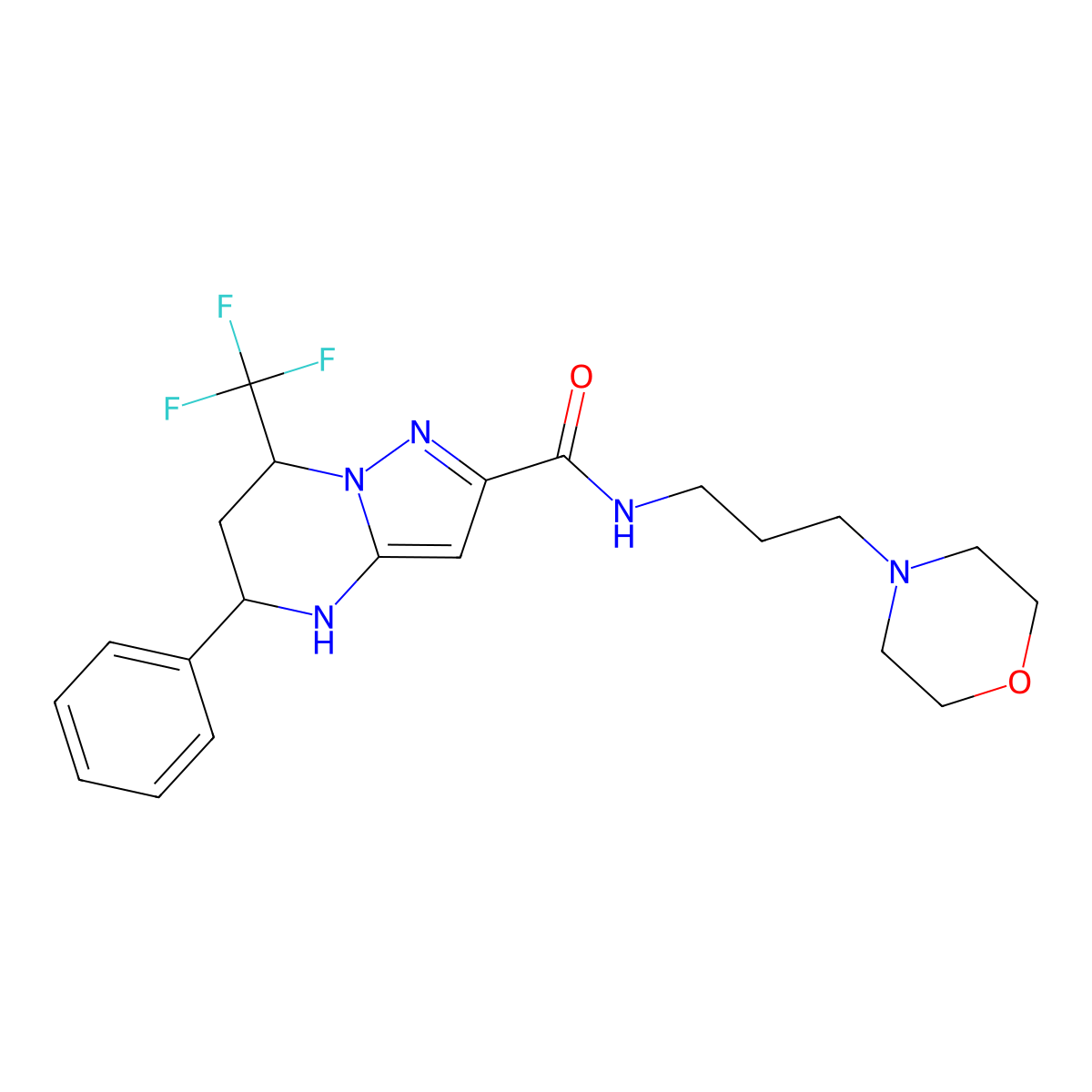 N-(3-morpholinopropyl)-5-phenyl-7-(trifluoromethyl)-4,5,6,7-tetrahydropyrazolo[1,5-a]pyrimidine-2-carboxamide molecular structure, CAS 848425-28-5
