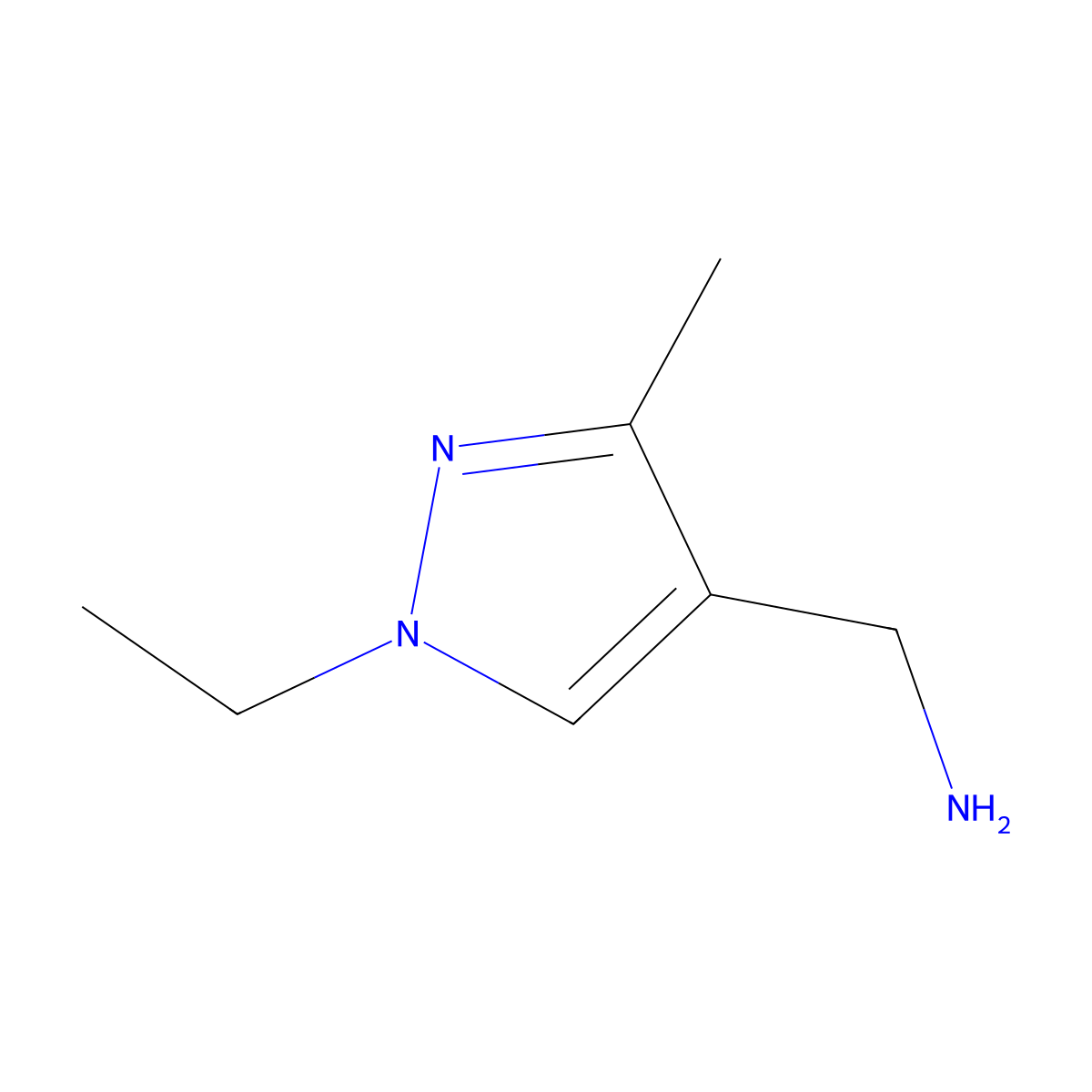 (1-ethyl-3-methyl-1H-pyrazol-4-yl)methylamine molecular structure, CAS 848436-19-1
