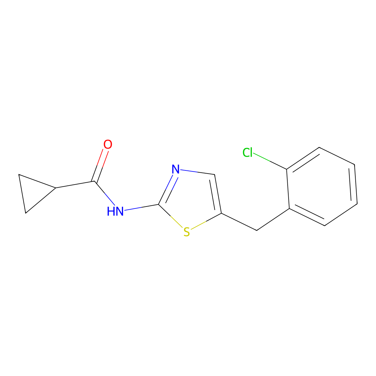 N-[5-(2-chlorobenzyl)-1,3-thiazol-2-yl]cyclopropanecarboxamide molecular structure, CAS 848461-95-0