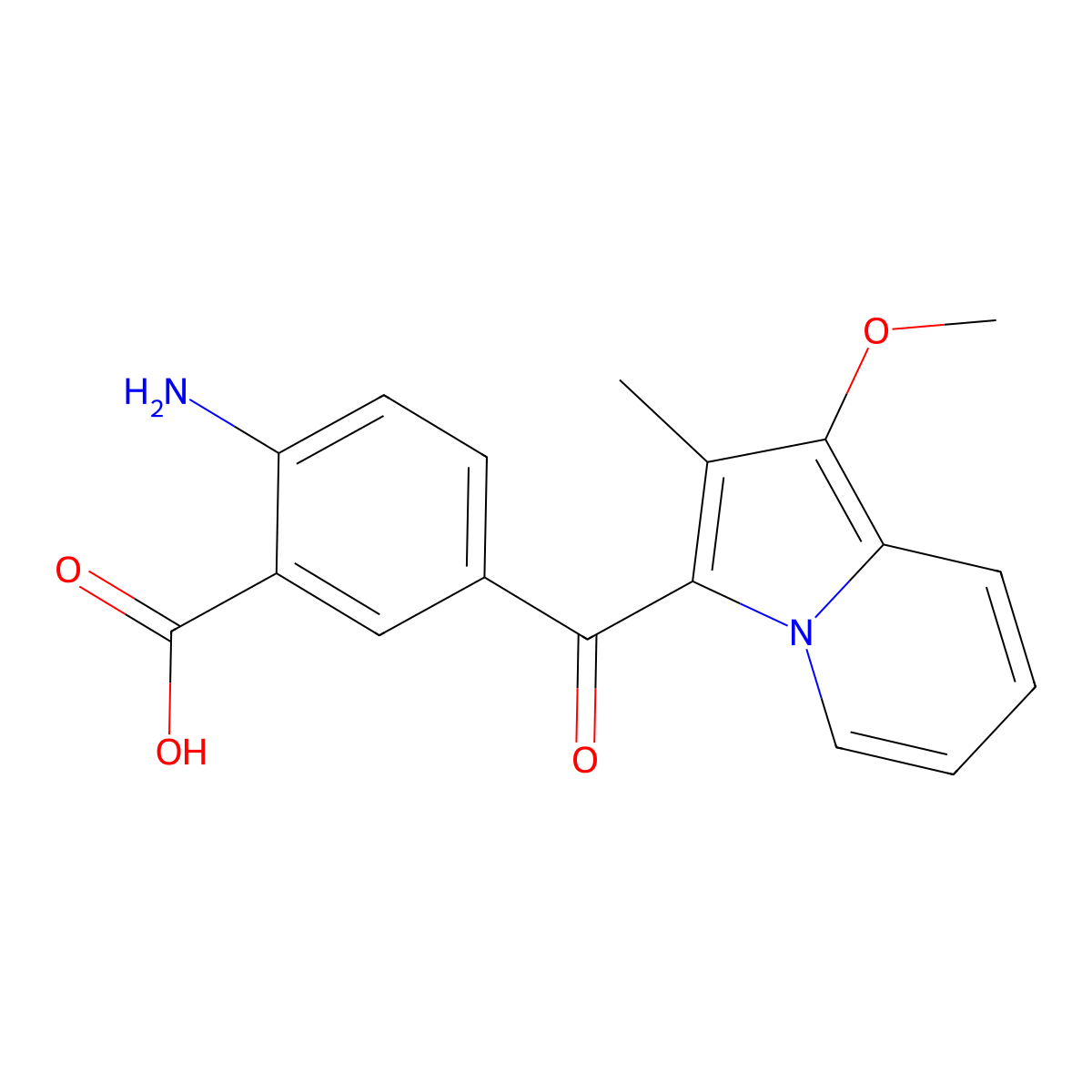 2-Amino-5-[(1-Methoxy-2-Methylindolizin-3-Yl)carbonyl]benzoic Acid molecular structure, CAS 848463-13-8