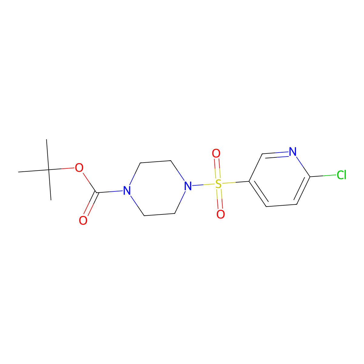 Tert-butyl 4-(6-chloropyridin-3-ylsulfonyl)piperazine-1-carboxylate molecular structure, CAS 848471-99-8