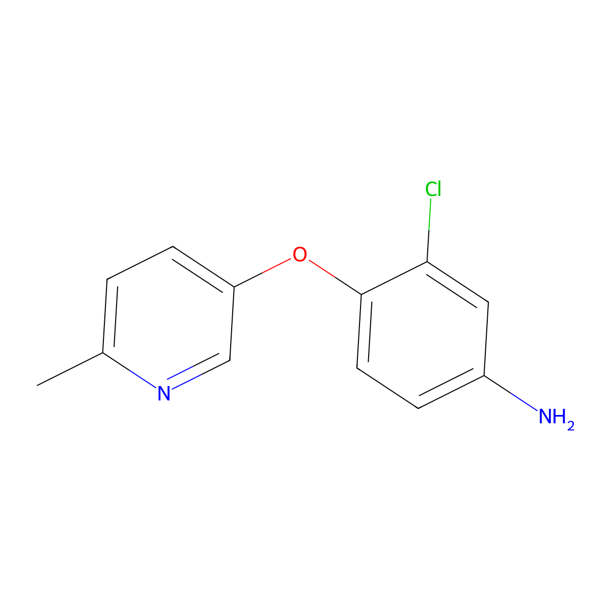 3-Chloro-4-((6-methylpyridin-3-yl)oxy)aniline molecular structure, CAS 848482-82-6