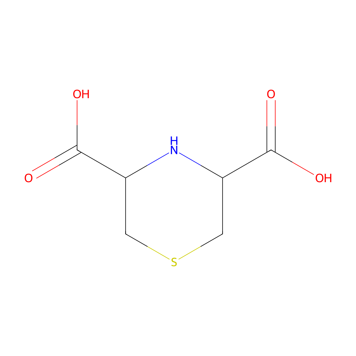 rac-(3R,5R)-thiomorpholine-3,5-dicarboxylic acid molecular structure, CAS 848490-43-7