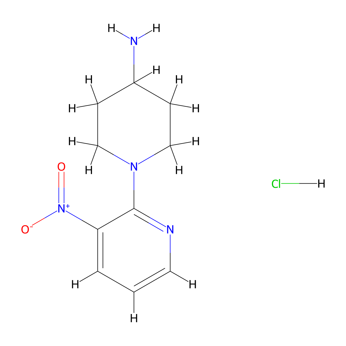 1-(3-Nitropyridin-2-yl)piperidin-4-amine hydrochloride molecular structure, CAS 848498-92-0