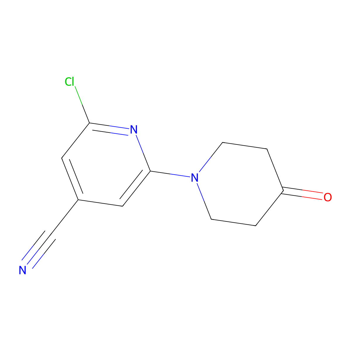 2-Chloro-6-(4-oxopiperidin-1-yl)isonicotinonitrile molecular structure, CAS 848499-11-6