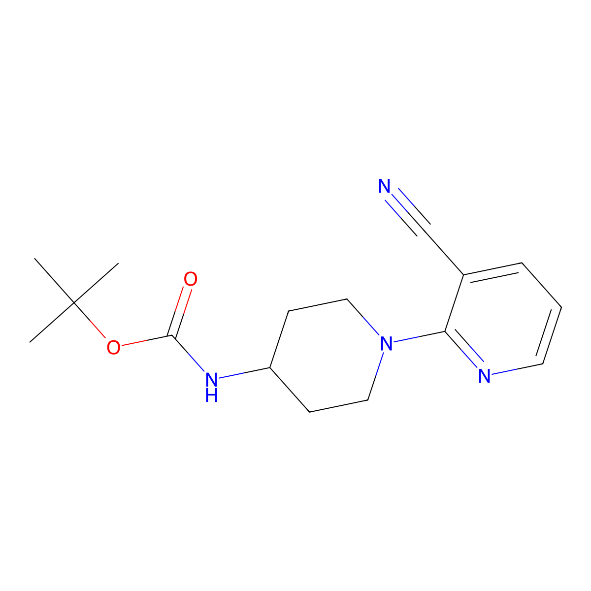tert-Butyl (1-(3-cyanopyridin-2-yl)piperidin-4-yl)carbamate molecular structure, CAS 848500-02-7
