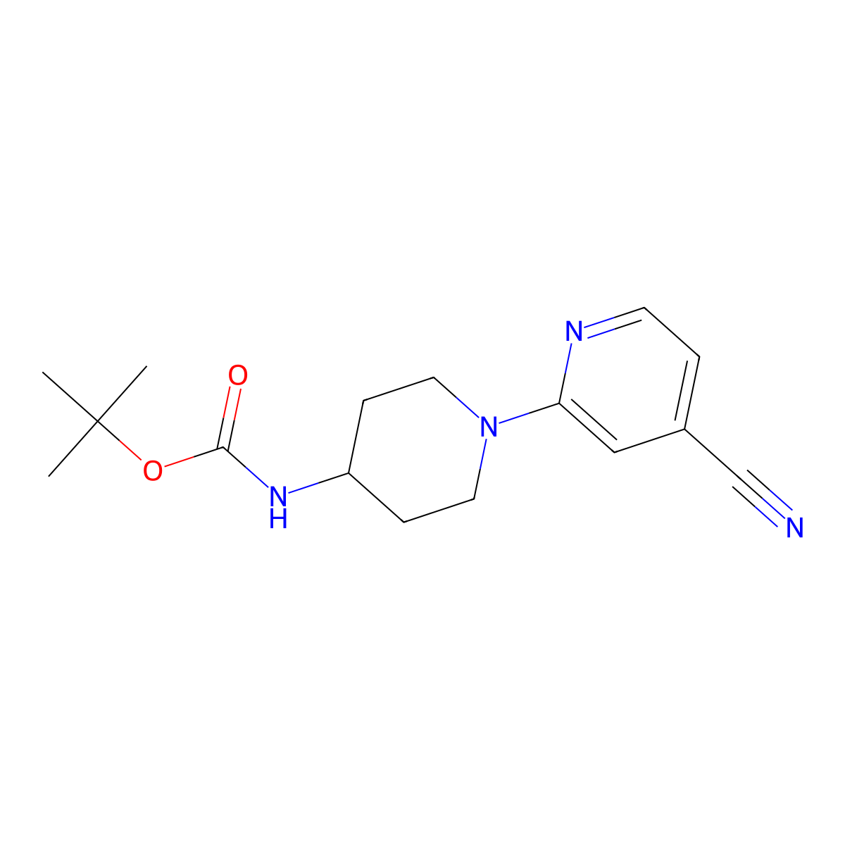 Tert-butyl [1-(4-cyanopyridin-2-yl)piperidin-4-yl]carbamate molecular structure, CAS 848500-10-7