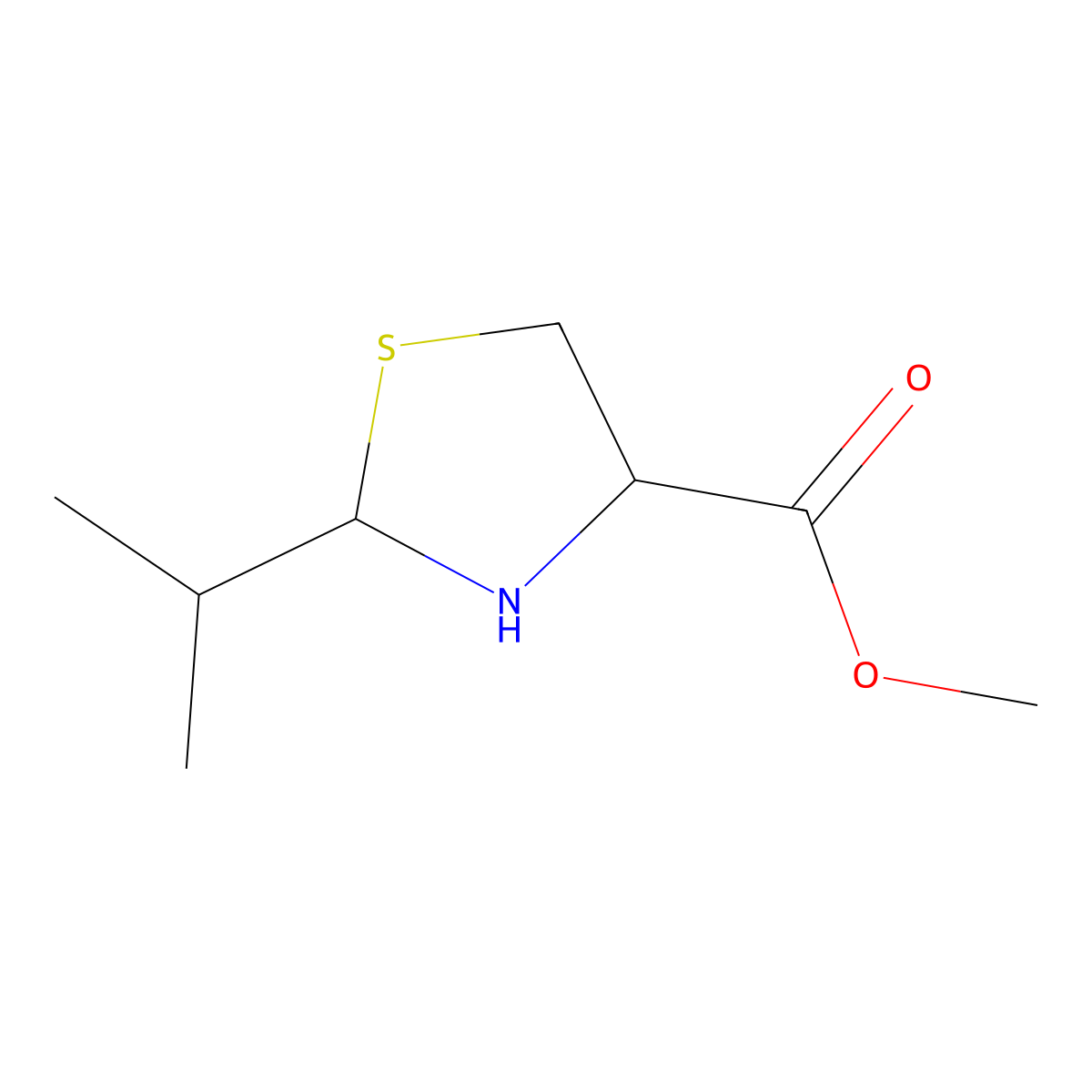 2-Isopropyl-thiazolidine-4-carboxylic acid methyl ester molecular structure, CAS 848555-13-5