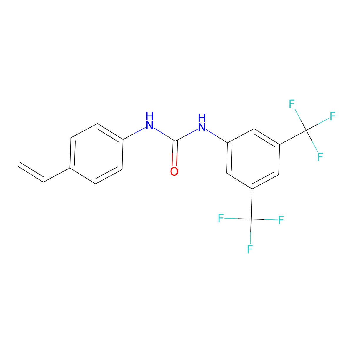 1-(4-Vinylphenyl)-3-(3,5-bis(trifluoromethyl)phenyl)urea molecular structure, CAS 848568-56-9