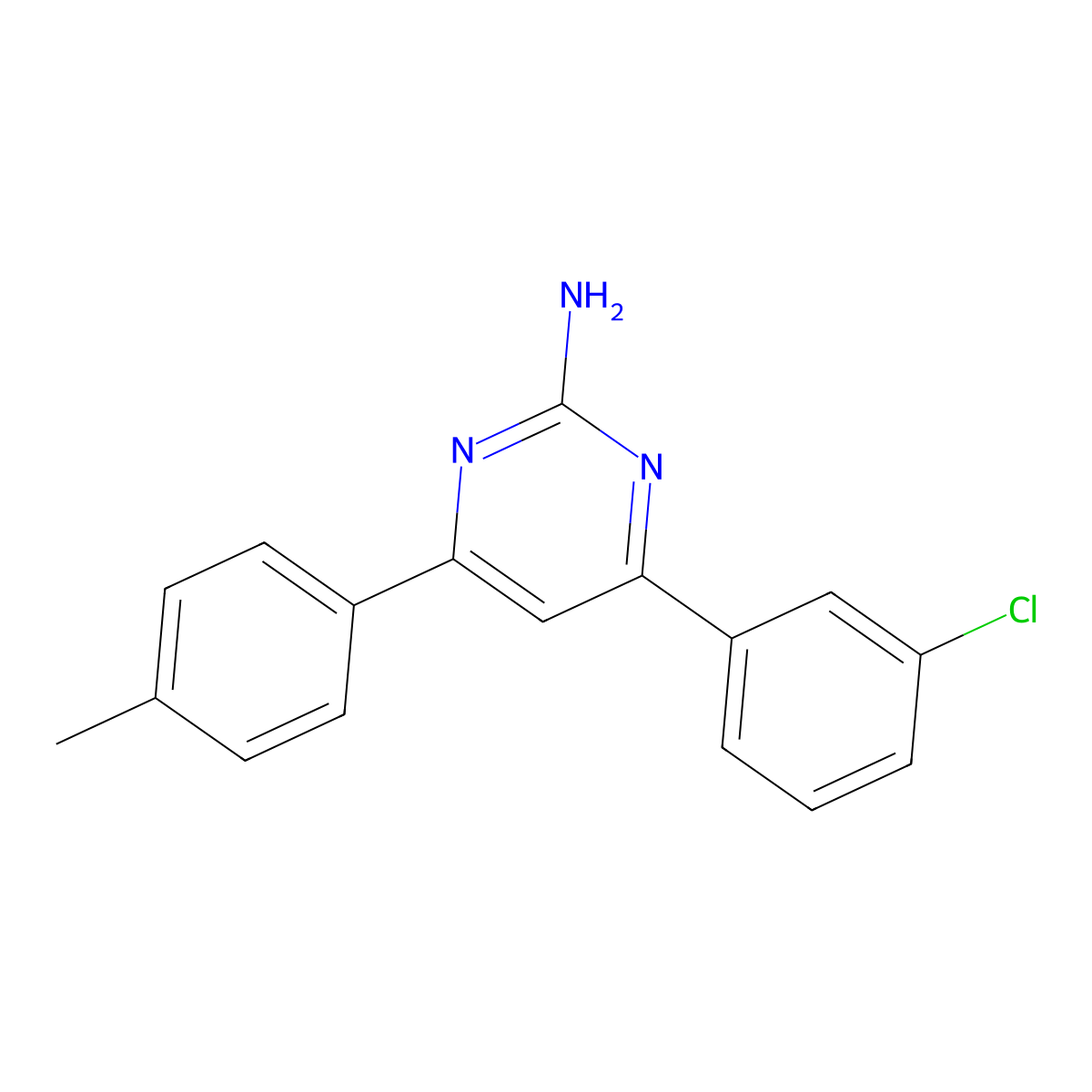4-(3-Chlorophenyl)-6-(4-methylphenyl)pyrimidin-2-amine molecular structure, CAS 84857-15-8