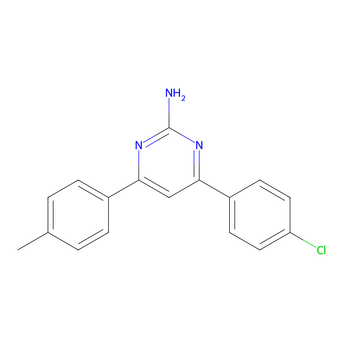 4-(4-Chlorophenyl)-6-(4-methylphenyl)pyrimidin-2-amine molecular structure, CAS 84857-16-9