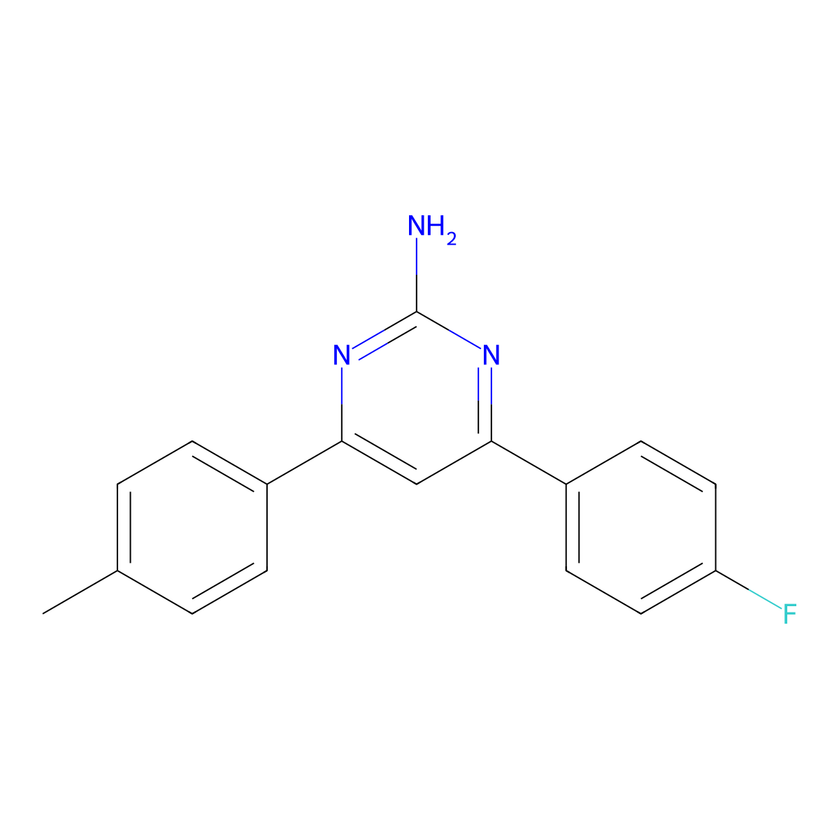 4-(4-Fluorophenyl)-6-(4-methylphenyl)pyrimidin-2-amine molecular structure, CAS 84857-18-1